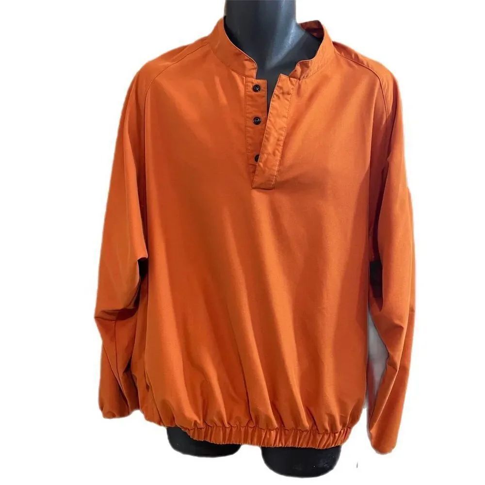 Footjoy Men’s Burnt Orange Rust Windbreaker Pullover Jacket Size Large